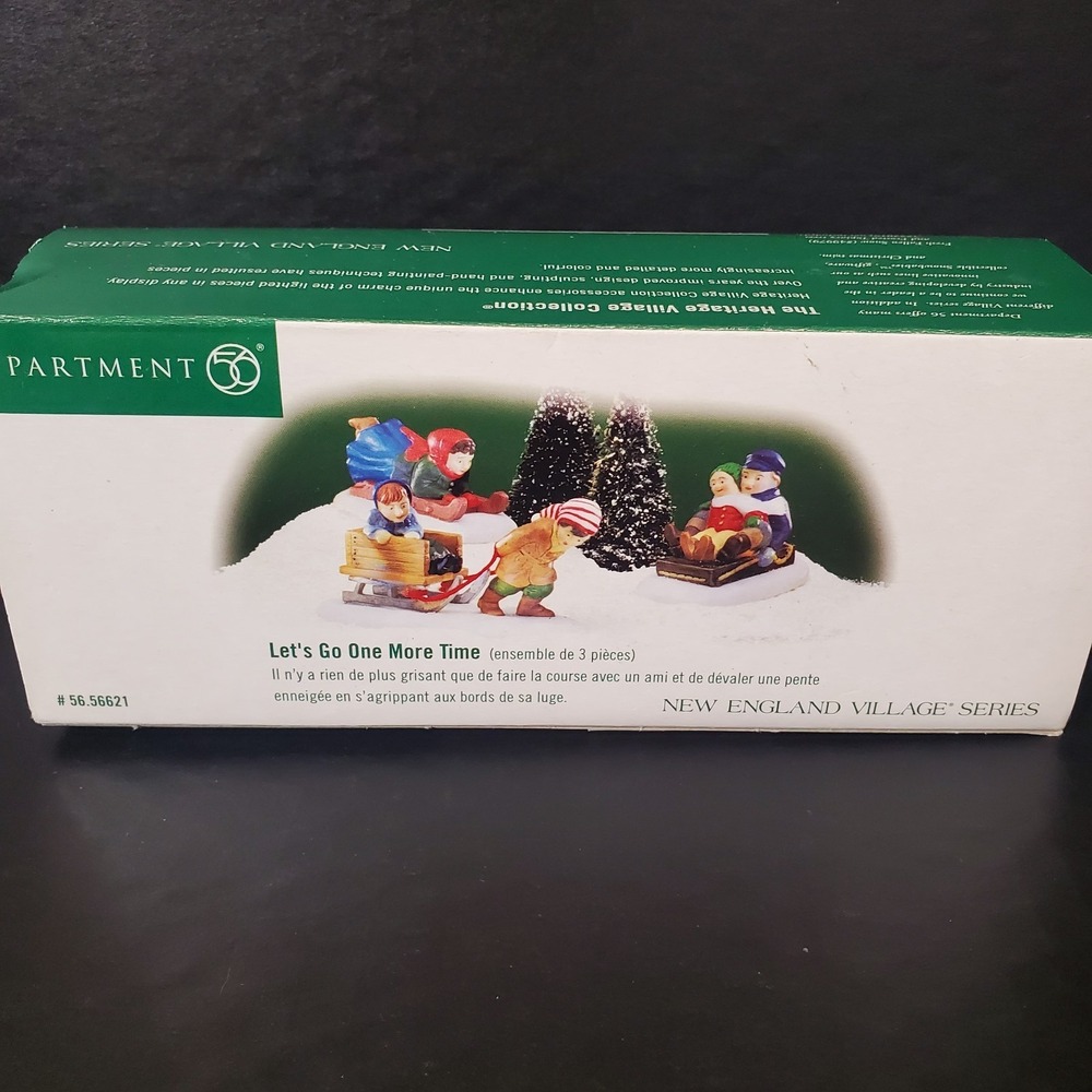 Department 56 New England Village Lets Go One More Time 3Pc Sledding Kids 56621